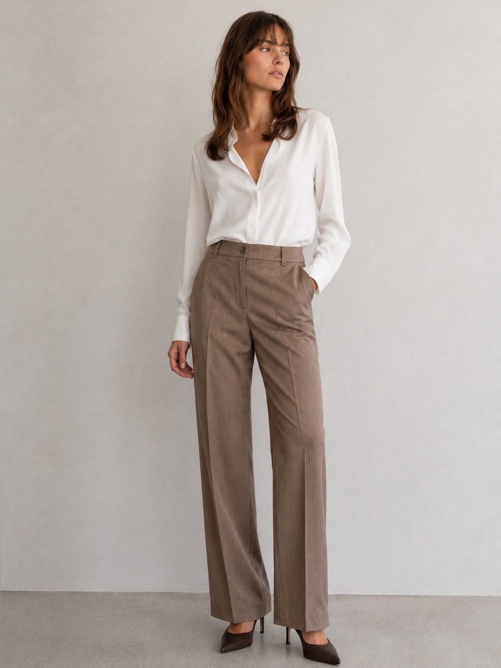 Cop.Copine Taupe Pinstripe Ankle Pants EU 40 / US M NWOT